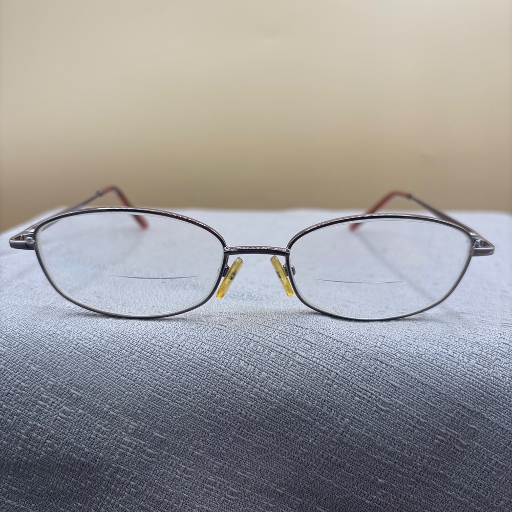 Elle Gunmetal Oval Eyeglasses Frames 53-17-135 Y2K Office Siren Aesthetic